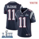 Patriots #11 Drew Bledsoe Youth Home Navy Blue Stitched Jersey Super Bowl LIII