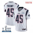Patriots #45 Donald Trump Youth Road White Stitched Jersey Super Bowl LIII