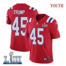 Patriots #45 Donald Trump Youth Alternate Red Stitched Jersey Super Bowl LIII