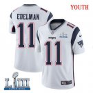 Patriots #11 Julian Edelman Youth Road White Stitched Jersey Super Bowl LIII