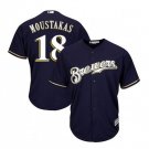 Men's Milwaukee Brewers 18 Mike Moustakas alternate jersey navy blue