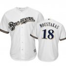Men's Milwaukee Brewers 18 Mike Moustakas cool base jersey white