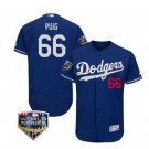Men's Los Angeles Dodgers #66 Yasiel Puig 2018 World Series Blue