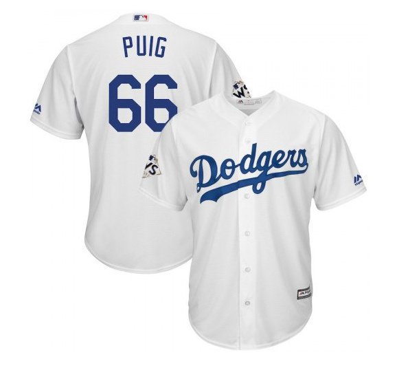 Men World Series Los Angeles Dodgers #66 Yasiel Puig Cool Base Jersey