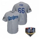 Men World Series Los Angeles Dodgers #66 Yasiel Puig 2019 Jersey Grey