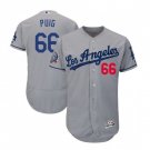Men 2019 Los Angeles Dodgers #66 Yasiel Puig Flex Base Jersey Grey