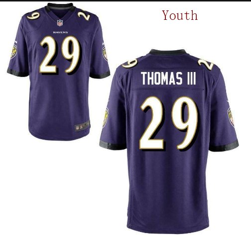 Youth boys Earl Thomas III Baltimore Raves purple game jersey