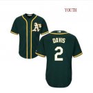 Youth Oakland Athletics #2 Khris Davis cool Base Jersey green
