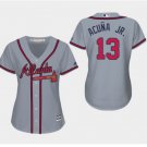 Women Atlanta Braves #13 Ronald Acuna Jr. Jersey grey