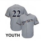 Youth Milwaukee Brewers #22 Christian Yelich cool base road jersey gray