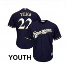 Youth Milwaukee Brewers #22 Christian Yelich cool base alternate jersey blue