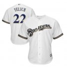 Mens Milwaukee Brewers #22 Christian Yelich cool base home jersey white