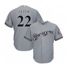 Mens Milwaukee Brewers #22 Christian Yelich cool base road jersey gray