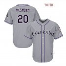 Youth Ian Desmond #20 Colorado Rockies gray road cool Base Jersey