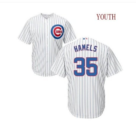 Youth Chicago Cubs #35 Cole Hamels white home cool base Jersey