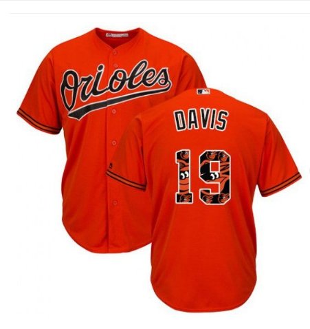 Men's Baltimore Orioles Chris Davis #19 Orange Cool Base Team Logo Fashion Jersey