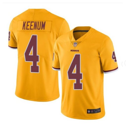 Men's Case Keenum #4 washington Redskins color rush Limited jersey Yellow