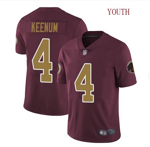 Youth boys Case Keenum #4 washington Redskins color rush Limited jersey Red