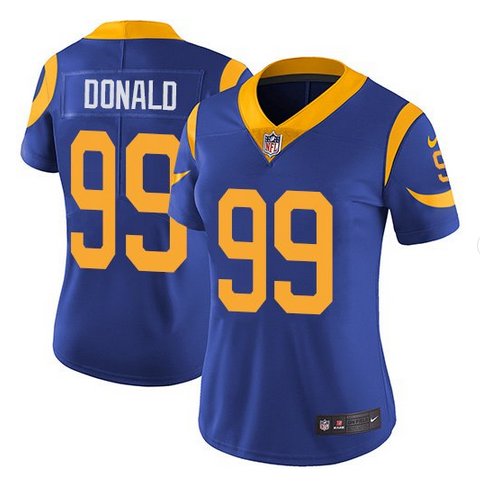 Women's Los Angeles Rams #99 Aaron Donald jersey Blue