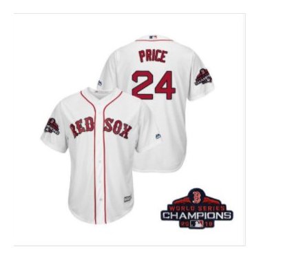 Men's Red Sox White #24 David Price 2018 World Series Champions Jersey