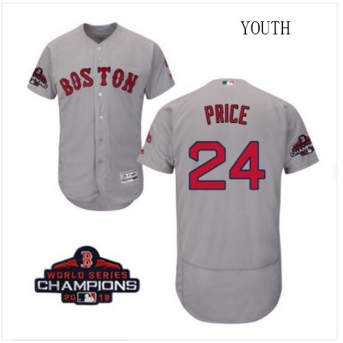 Youth David Price Red Sox Grey 2018 World Series Champions Jersey