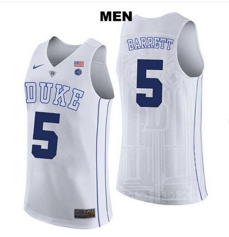 Men's RJ Barrett #5 Duke Devils college jersey White stitched