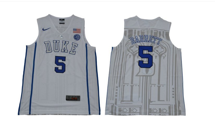 Men's RJ Barrett #5 Duke Devils college jersey White stitched