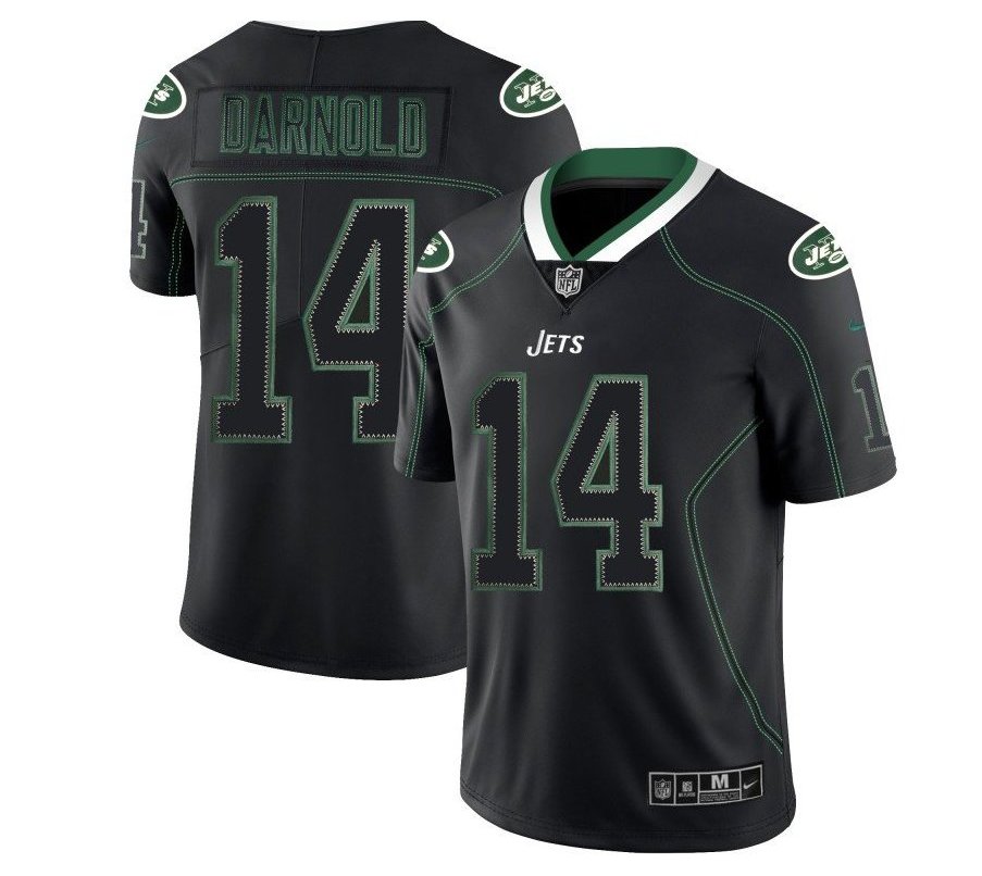 Men's NY Jets 14 Sam Darnold Color rush lights out limited jersey black