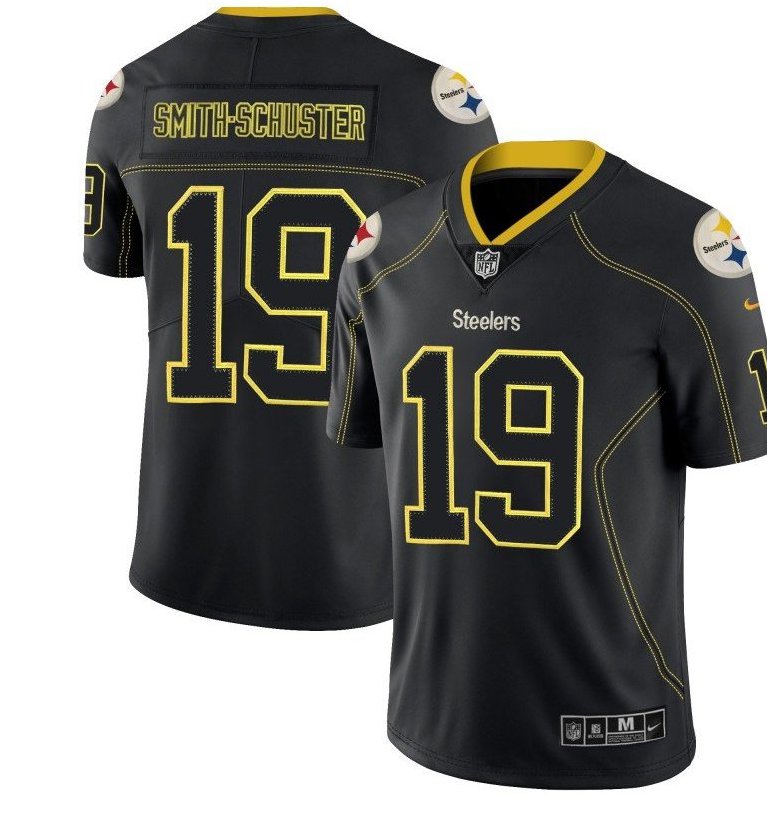 Mens JuJu 19# Smith-Schuster steelers color rush Lights out Jersey black