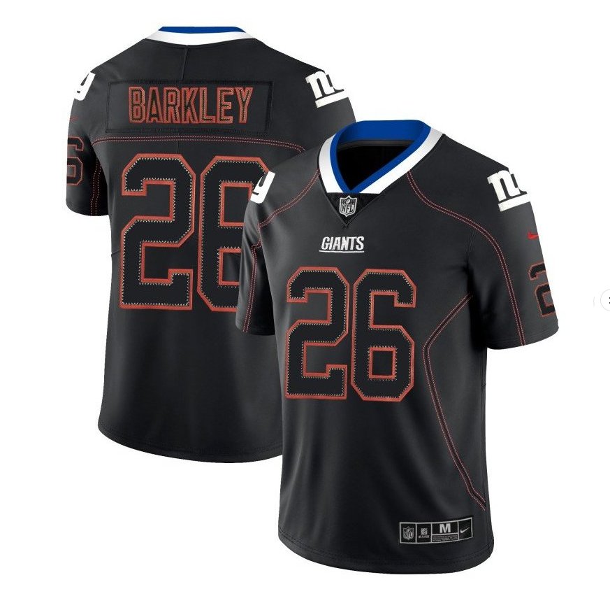 Men's NY Giants 26 Saquon Barkley Color rush lights out limited jersey black
