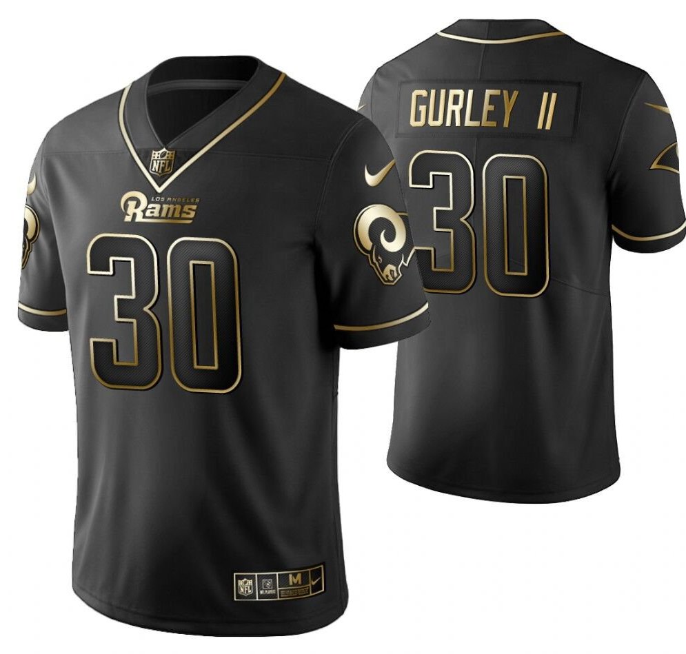 Men's Rams #30 todd gurley black gold jersey