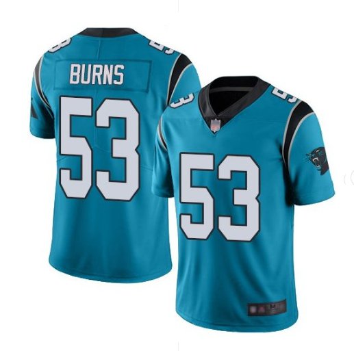 Men's Brian Burns Carolina Panthers #53 color rush blue Jersey