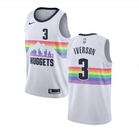 Men's Allen Iverson Nuggets jersey white city edition