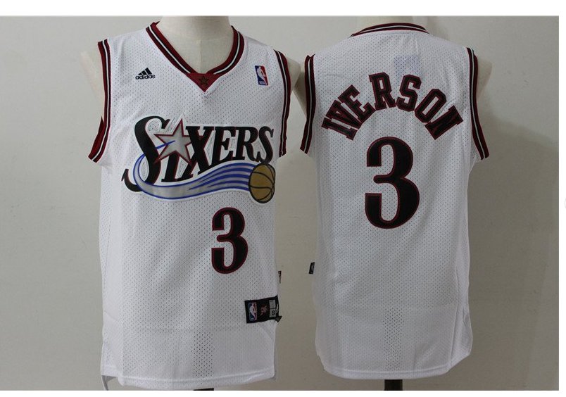 Men's Allen Iverson Philly 76ers 3 throwback jersey white
