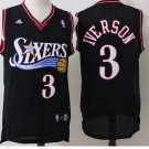 Men's Allen Iverson Philly 76ers 3 throwback jersey BLACK