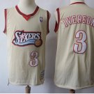 Men's 76ers 3 Allen Iverson throwback jersey beige