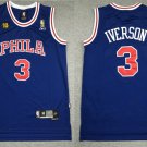 Men's Philadelphia 76ers #3 Allen Iverson 10 Anniversary Throwback Jersey Blue