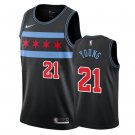 Men's Chicago Bulls #21 Thaddeus Young City Edition Jersey Black