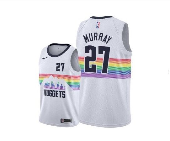 MenS Denver Nuggets #27 Jamal Murray city Edition Jersey - white