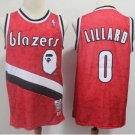 Men's Portland Trail Blazers Bape Damian Lillard Red Basketball Jersey Embroidered