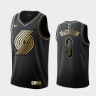 Men's Portland Trail Blazers #3 C.J. McCollum Black Golden Logo Jersey