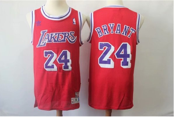 Men's Los Angeles Lakers Kobe Bryant Red Throwback Basketball Jersey Embroidered