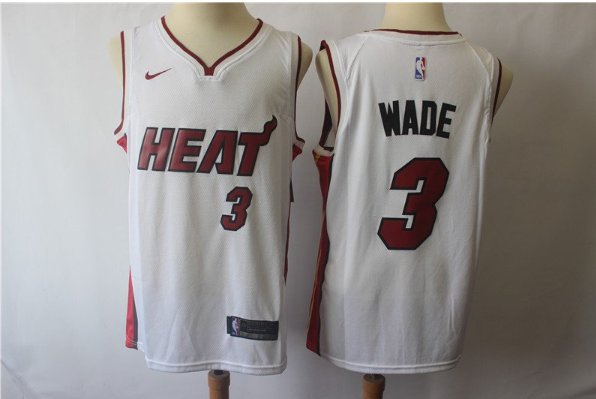 Men's Miami Heat Dwyane Wade White Basketball Jersey Embroidered
