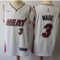 Men's Miami Heat Dwyane Wade White Basketball Jersey Embroidered