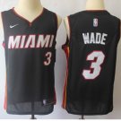Men's Miami Heat Dwyane Wade Black Basketball Jersey Embroidered