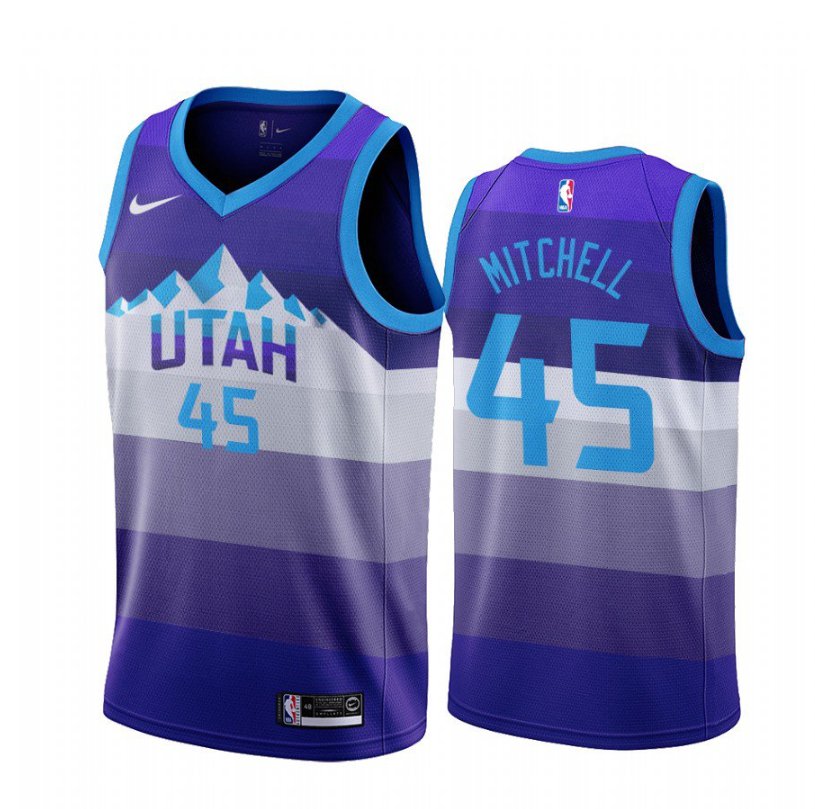 Men's Utah Jazz #45 Donovan Mitchell Purple Throwback Jersey