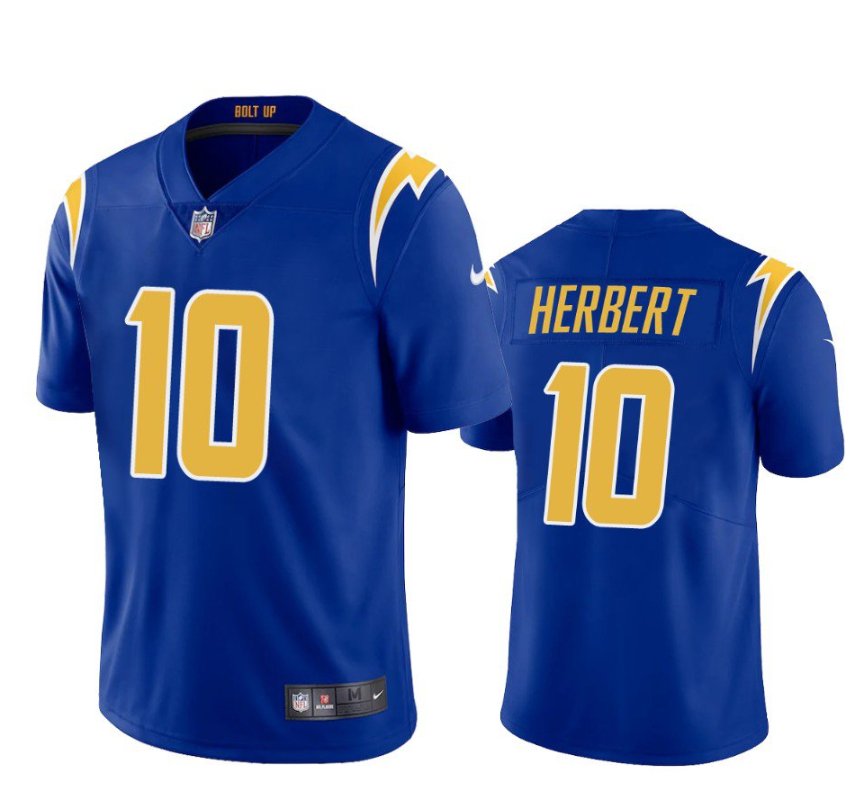 Youth Justin Herbert Los angeles Chargers color rush jersey blue