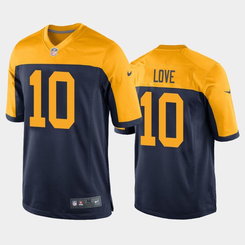 Mens Youth Green Bay Packers #10 Jordan Love 2020 Draft Jersey Navy Blue