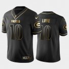 Mens Youth Green Bay Packers #10 Jordan Love Black Golden Jersey