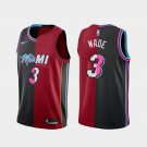 Men's Heat #3 Dwyane Wade Split Jersey -Black Red
